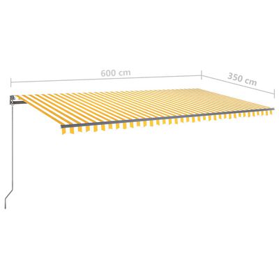 vidaXL Auvent automatique capteur de vent LED 600x350cm Jaune et blanc