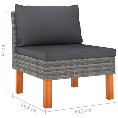 vidaXL Salon de jardin 4 pcs avec coussins Résine tressée Gris