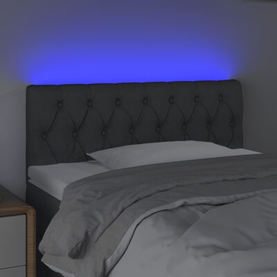 vidaXL Tête de lit à LED Gris foncé 90x7x78/88 cm Tissu