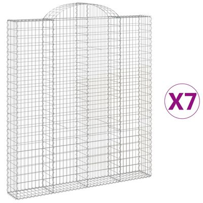 vidaXL Paniers à gabions arqués 7 pcs 200x30x220/240 cm fer galvanisé