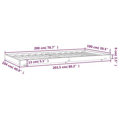 vidaXL Cadre de lit sans matelas marron miel 100x200cm bois pin massif