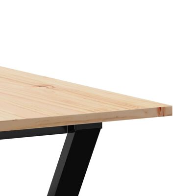 vidaXL Table à manger cadre en Y 180x90x75 cm bois de pin massif fonte