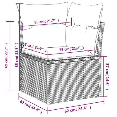 vidaXL Salon de jardin 6 pcs avec coussins noir résine tressée