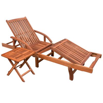 vidaXL Chaise longue avec table Bois d'acacia solide