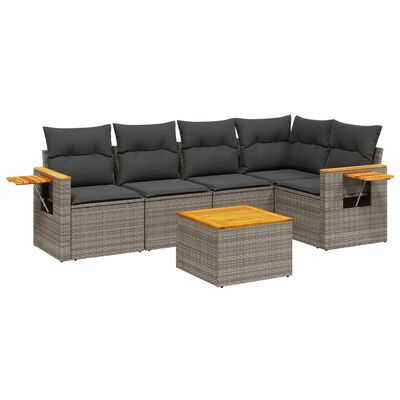 vidaXL Salon de jardin 6 pcs avec coussins gris résine tressée