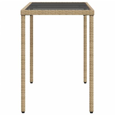 vidaXL Table de jardin dessus en verre beige 115x54x74 cm poly rotin