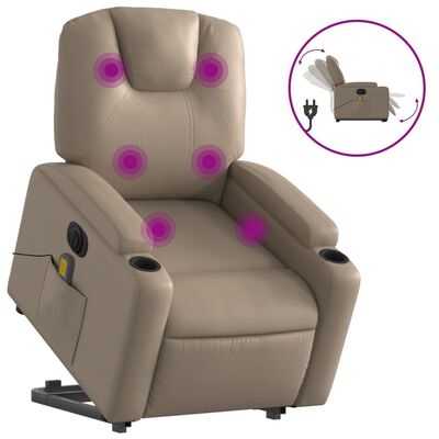 vidaXL Fauteuil inclinable de massage électrique cappuccino similicuir