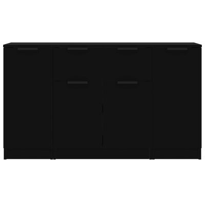 vidaXL Buffets 3 pcs noir bois d'ingénierie