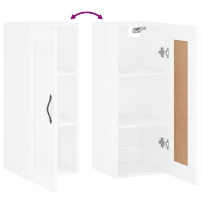 vidaXL Armoire murale blanc brillant 34,5x34x90 cm bois d'ingénierie