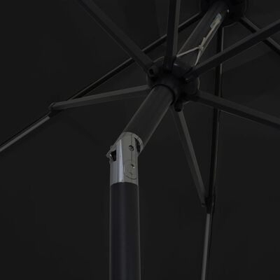 vidaXL Parasol de jardin avec lumières LED et mât en aluminium noir