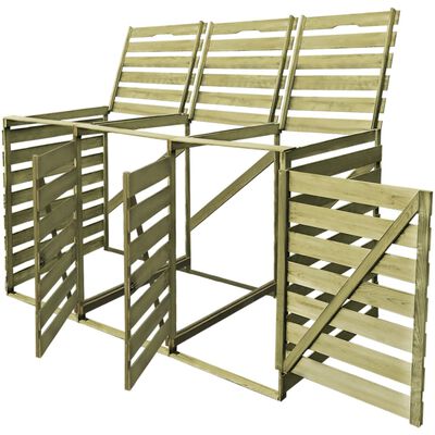 vidaXL Abri pour poubelle triple 240 L Bois imprégné