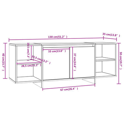 vidaXL Meuble TV Noir 130x35x50 cm Bois d'ingénierie