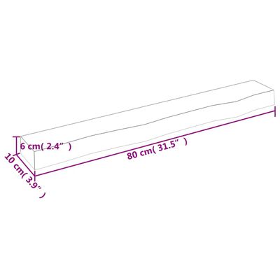 vidaXL Étagère murale marron foncé 80x10x6 cm bois chêne massif traité