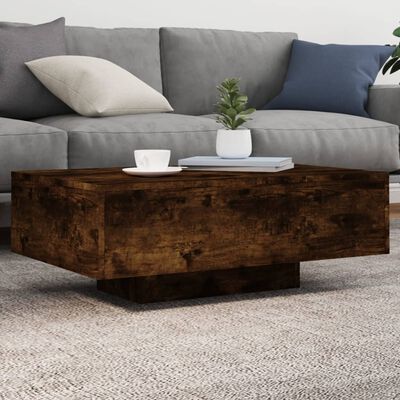 vidaXL Table basse avec lumières LED chêne fumé 85x55x31 cm