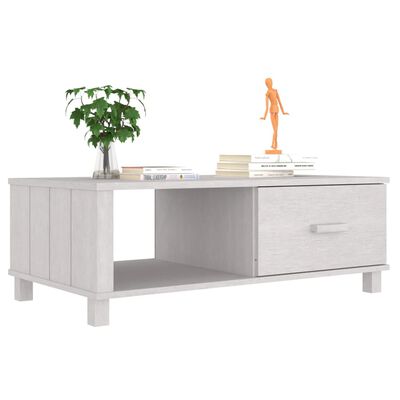 vidaXL Table basse HAMAR Blanc 100x55x35 cm Bois massif de pin