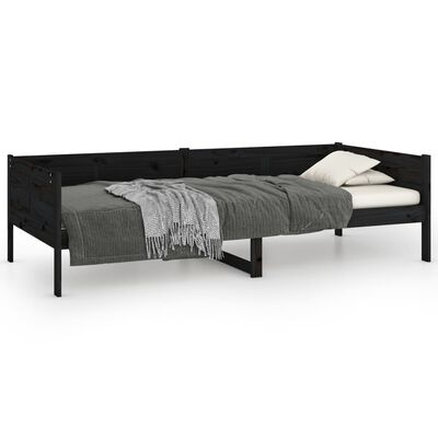 vidaXL Lit de jour sans matelas noir bois de pin massif 90x190 cm