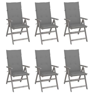 vidaXL Chaises inclinables de jardin lot de 6 et coussins Bois acacia