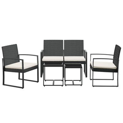 vidaXL Ensemble à manger de jardin avec coussins 5 pcs noir rotin PP