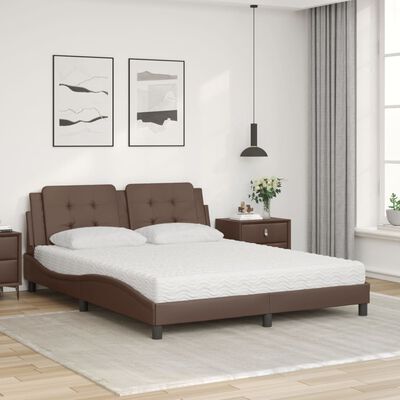 vidaXL Lit avec matelas marron 160x200 cm similicuir