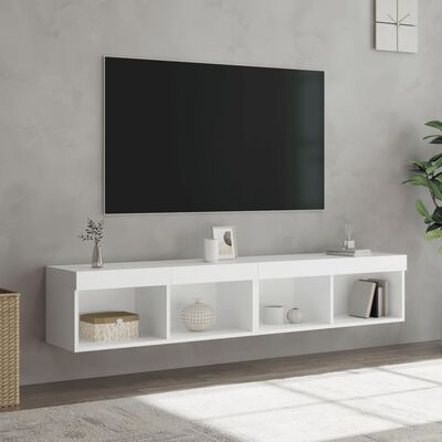 vidaXL Meubles TV avec lumières LED 2 pcs blanc 80x30x30 cm