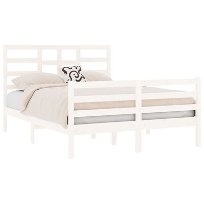 vidaXL Cadre de lit Blanc Bois massif 120x190 cm Petit double