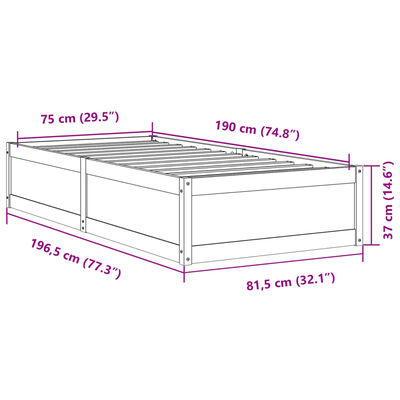 vidaXL Cadre de lit sans matelas blanc 75x190 cm bois de pin massif