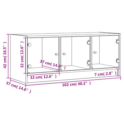 vidaXL Meuble TV avec portes en verre sonoma gris 102x37x42 cm