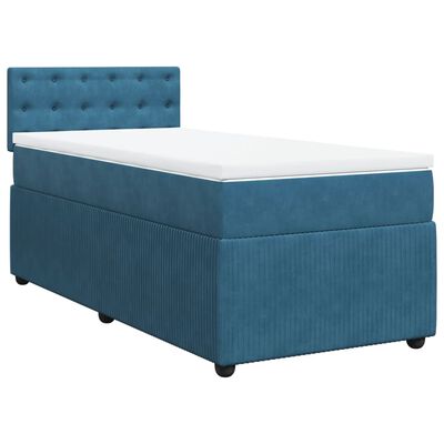 vidaXL Sommier à lattes de lit avec matelas bleu 90x190 cm velours