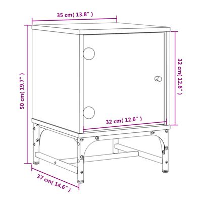 vidaXL Tables de chevet et portes vitrées 2 pcs sonoma gris 35x37x50cm