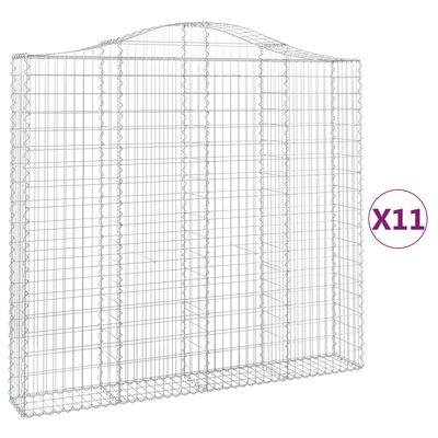 vidaXL Paniers à gabions arqués 11 pcs 200x30x180/200 cm Fer galvanisé