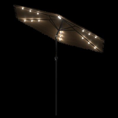 vidaXL Parasol de jardin avec LED et mât en acier marron 223x223x213cm