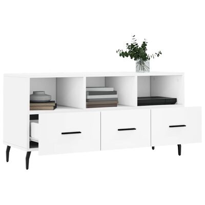 vidaXL Meuble TV blanc 102x36x50 cm bois d'ingénierie