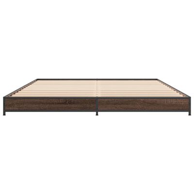 vidaXL Cadre de lit chêne marron 140x200 cm bois d'ingénierie et métal