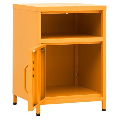 vidaXL Tables de chevet 2 pcs Jaune moutarde 35x35x51 cm Acier