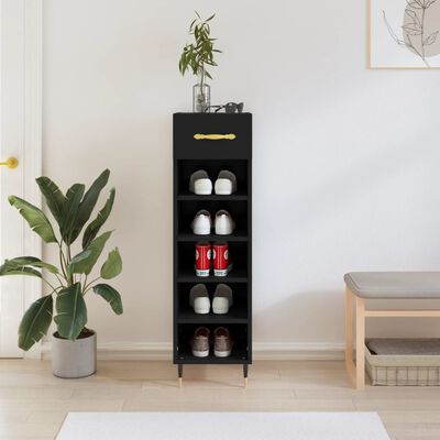 vidaXL Armoire à chaussures noir 30x35x105 cm bois d'ingénierie