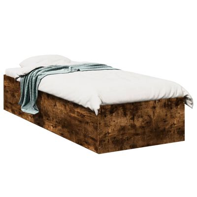 vidaXL Cadre de lit sans matelas chêne fumé 75x190cm bois d'ingénierie