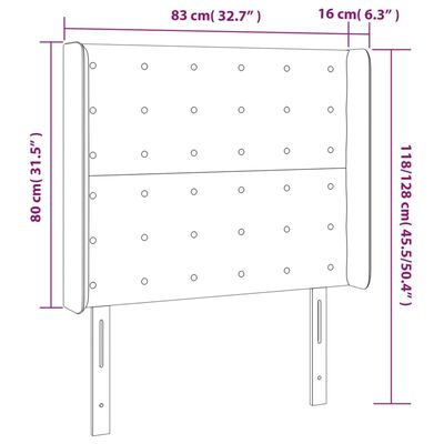 vidaXL Tête de lit à LED Gris clair 83x16x118/128 cm Tissu