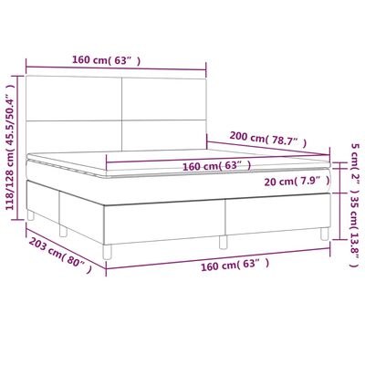 vidaXL Sommier à lattes de lit avec matelas et LED Blanc 160x200 cm