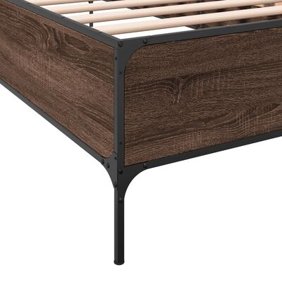 vidaXL Cadre de lit chêne marron 75x190 cm bois d'ingénierie et métal