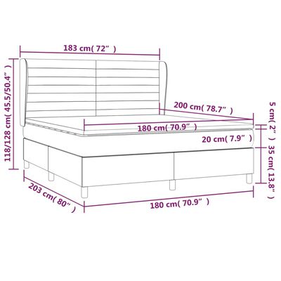 vidaXL Sommier à lattes de lit avec matelas Noir 180x200 cm Velours