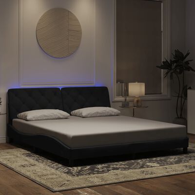 vidaXL Cadre de lit avec lumières LED noir 180x200 cm velours