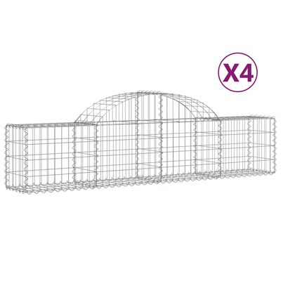 vidaXL Paniers à gabions arqués 4 pcs 200x30x40/60 cm Fer galvanisé