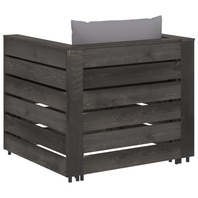 vidaXL Salon de jardin 2 pcs avec coussins Bois imprégné de gris