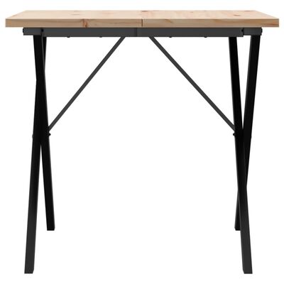 vidaXL Table à manger cadre en X 90x90x75,5cm bois de pin massif fonte