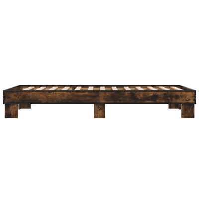 vidaXL Cadre de lit chêne fumé 75x190 cm bois d'ingénierie et métal