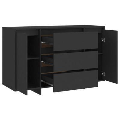 vidaXL Buffet avec 3 tiroirs Noir 120x41x75 cm Bois d'ingénierie