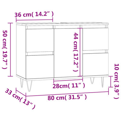 vidaXL Armoire de salle de bain noir 80x33x60 cm bois d'ingénierie