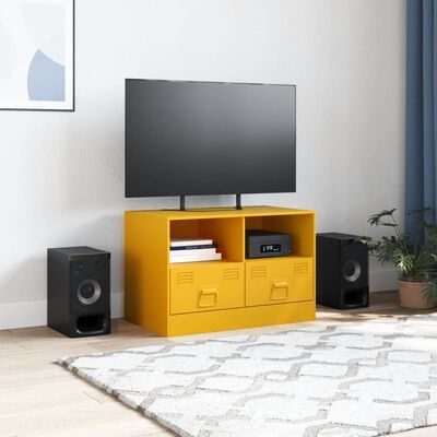 vidaXL Meuble TV jaune moutarde 67x39x44 cm acier