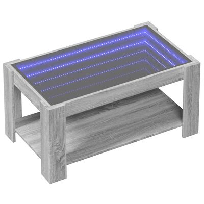 vidaXL Table basse avec LED sonoma gris 93x53x45 cm bois d'ingénierie