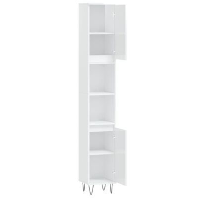 vidaXL Armoire de salle de bain blanc brillant 30x30x190 cm